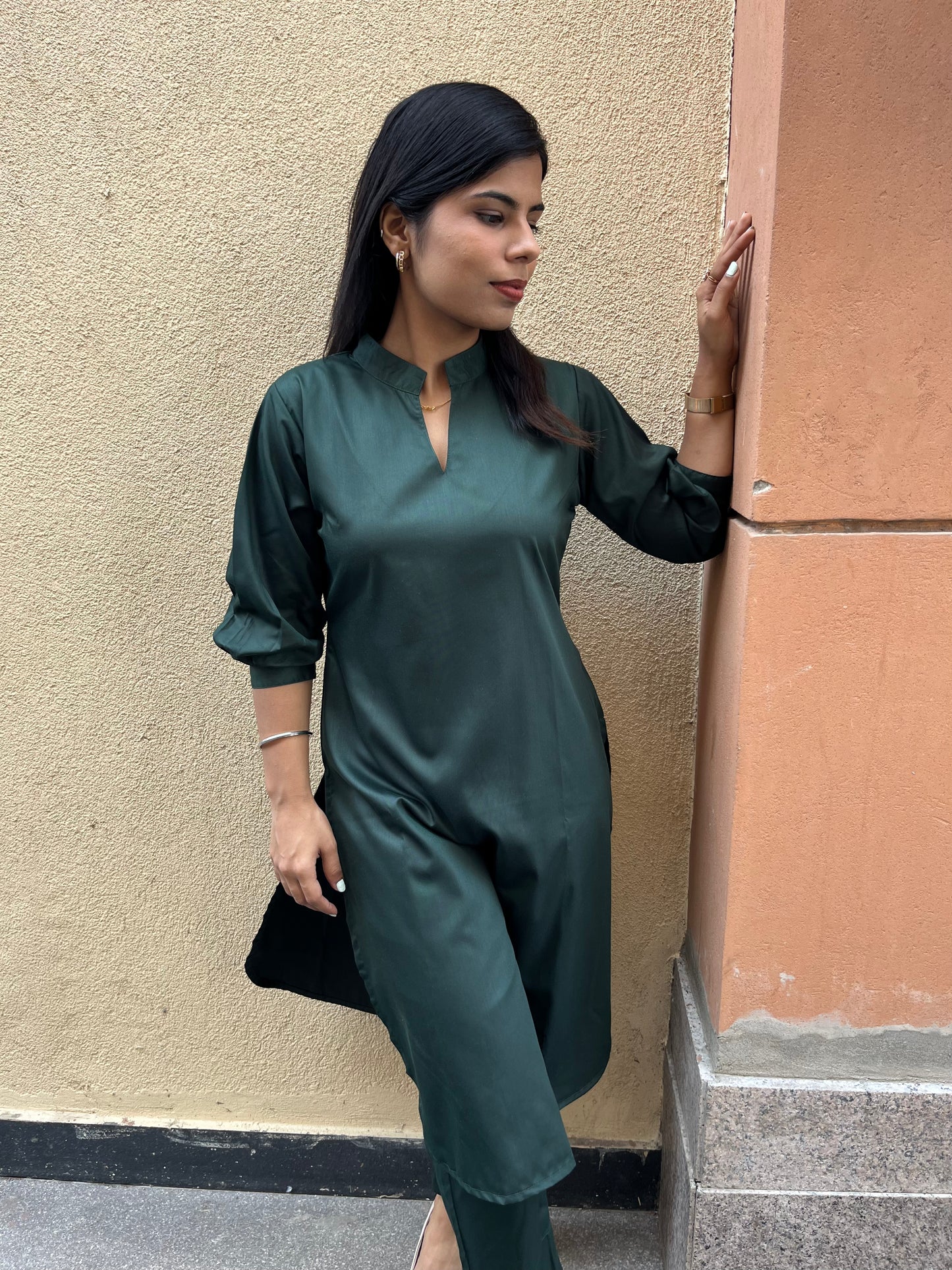 Bottle green pathani co-ord