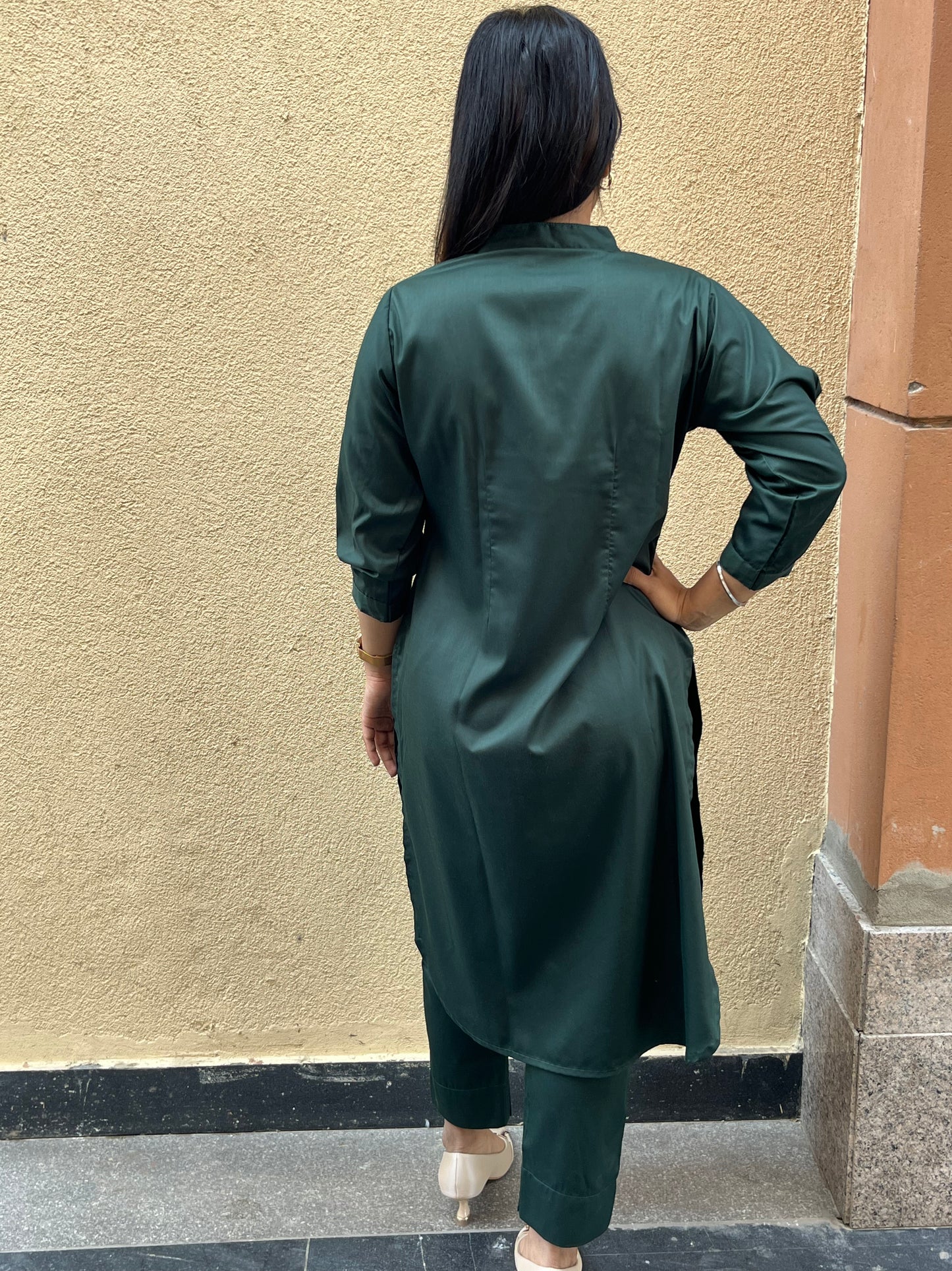 Bottle green pathani co-ord
