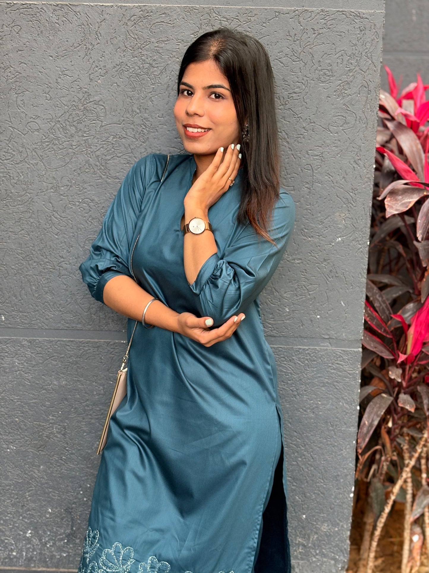 Peackock Pathani Co-ord with hand embroidered ghera