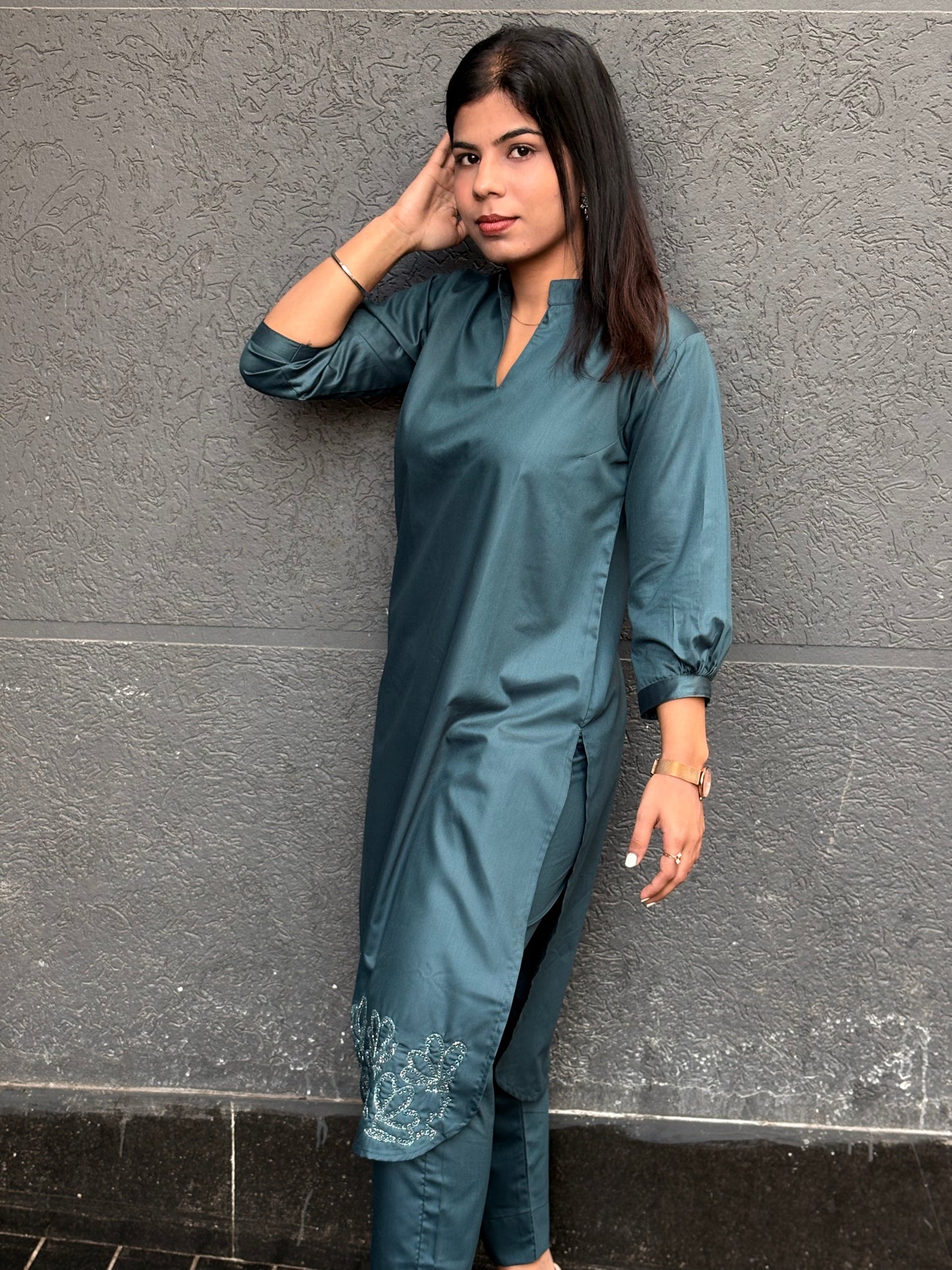 Peackock Pathani Co-ord with hand embroidered ghera