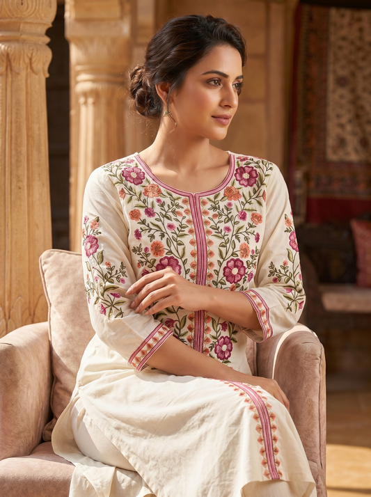 White Embroidered Co-ord Set