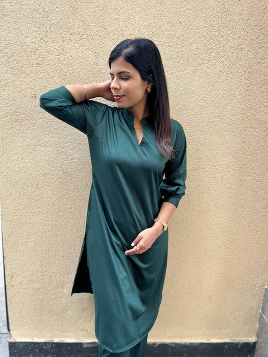 Bottle green pathani co-ord