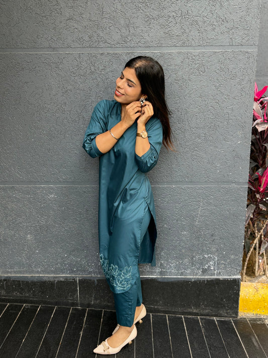 Peackock Pathani Co-ord with hand embroidered ghera