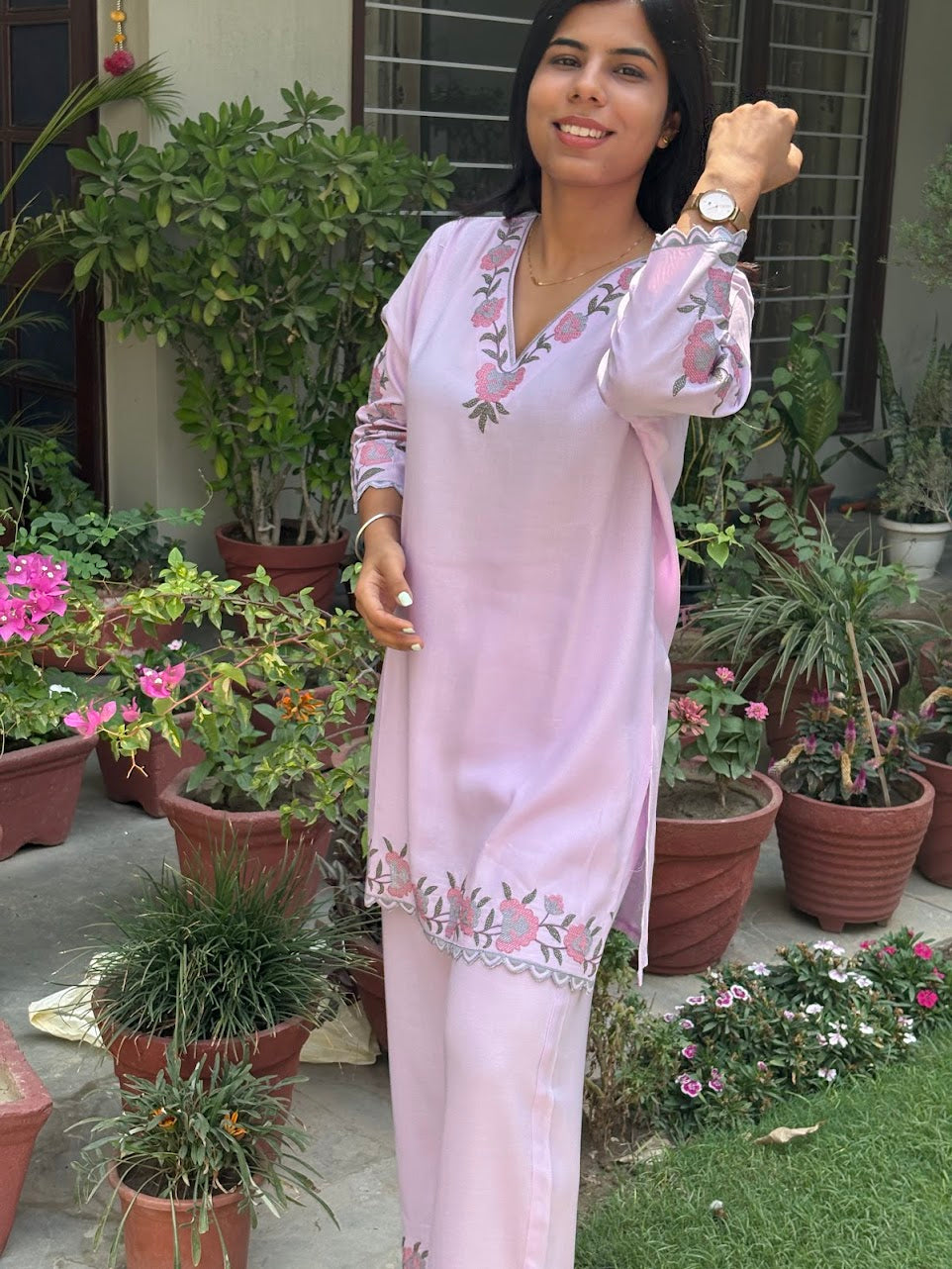 Lavender pure muslin co-ord set