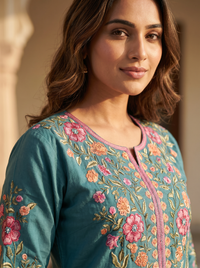 Peakock Embroidered coordset