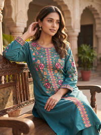 Peakock Embroidered coordset